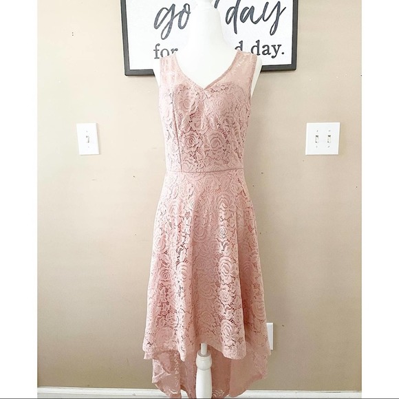 Dress Tells Pink High Low Lace Dress Size Small - Picture 1 of 2